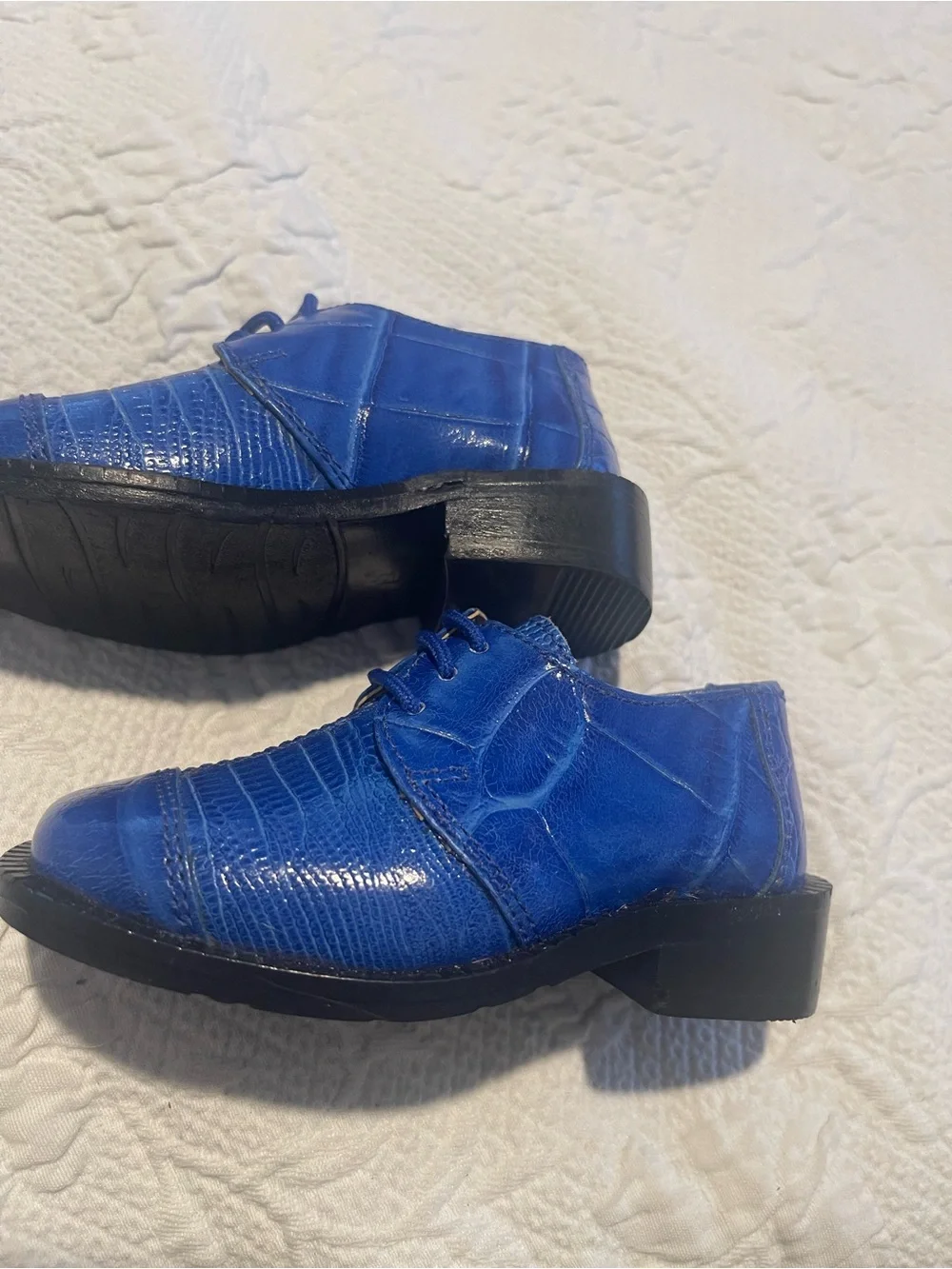 Gliders Toddlers Size 6 Royal Blue Leather Lace up Lace-Up Dress Shoes
